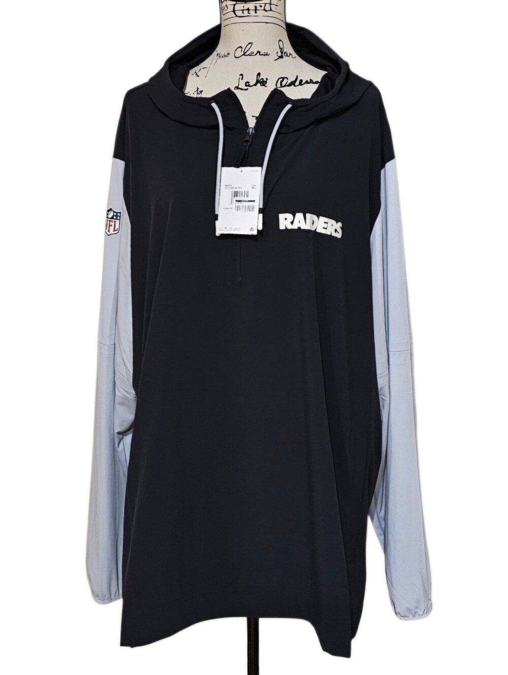 Raiders Men's Black & Light Gray Zip-Up Hoodie Sweatshirt
